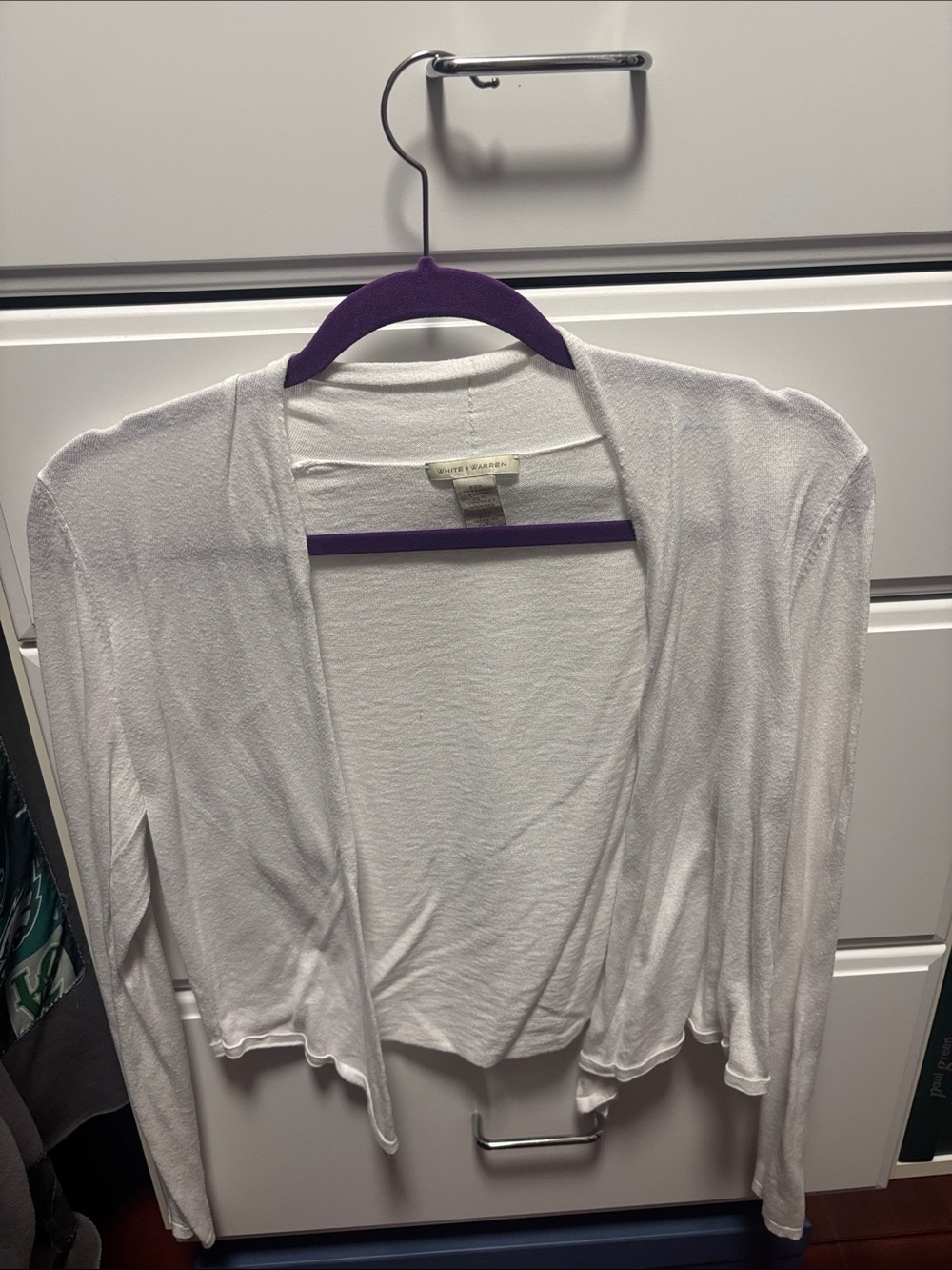 White + Warren White Open-Front Lightweight Cardigan Shrug